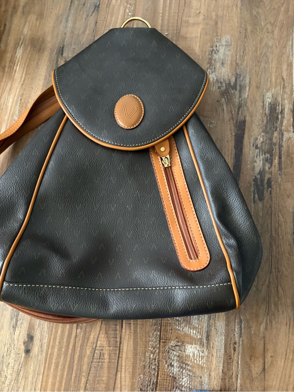 Valentino Black Slingbag with Brown Trim